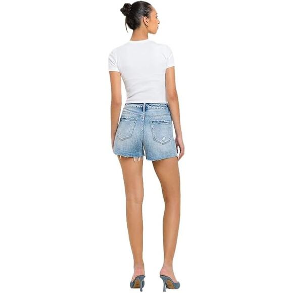 Vervet by Flying Monkey High Rise Criss Cross Denim Shorts - T5794 - Size Small - Picture 6 of 6